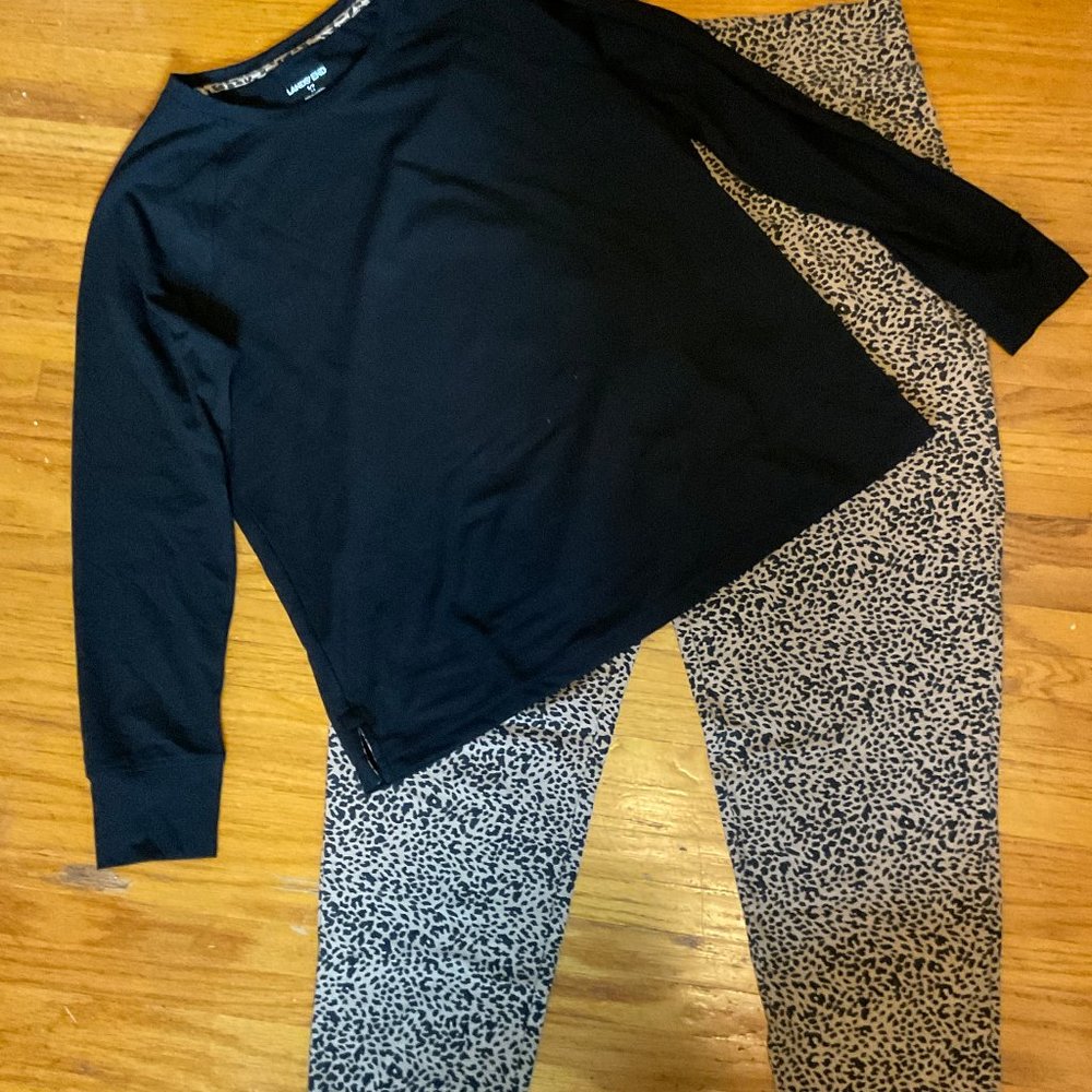 Petite Lands' End Brushed Back Jersey Pajama Top & Pajama Pants Set